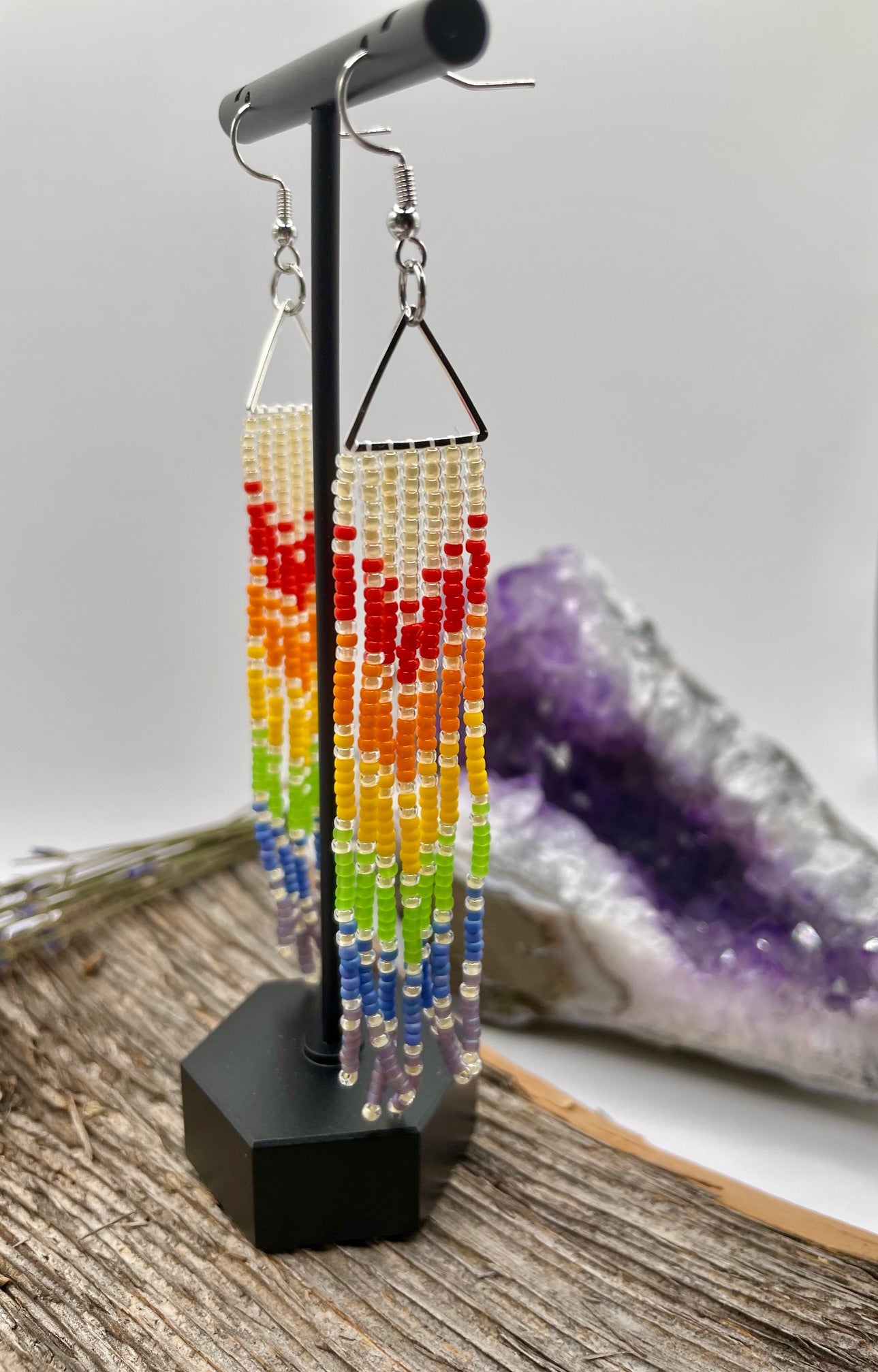 Rainbow - Triangle Fringe Earrings