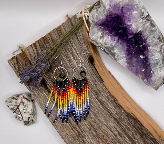 National Parks - Acadia Blue Tiger's Eye Fringe Earrings