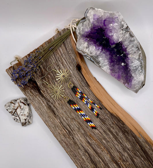 National Parks - Acadia Brass Sun Fringe Earrings