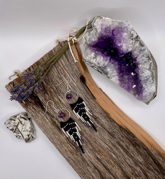 Organic Jewels - Amethyst Fringe Earrings
