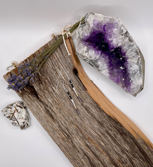 Organic Jewels - Amethyst Bar Earrings