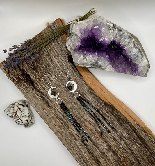 Raven - Moon Fringe Earrings