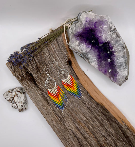 Rainbow - Moonstone Fringe Earrings